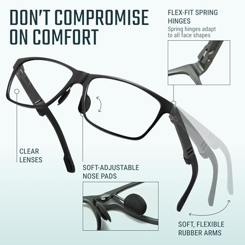 Carbon Blue Light Blocking Glasses Men for Computer, Gaming, Metal Frame Green Light Protection Night Driving Glasses for Man