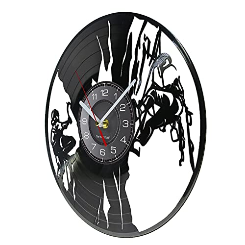 OTKU 12 inch Clock Rock Climbing Vinyl Album Re-purposed Record Clock Climb Mountain Extreme Outdoor Sports Retro Wall Wat...