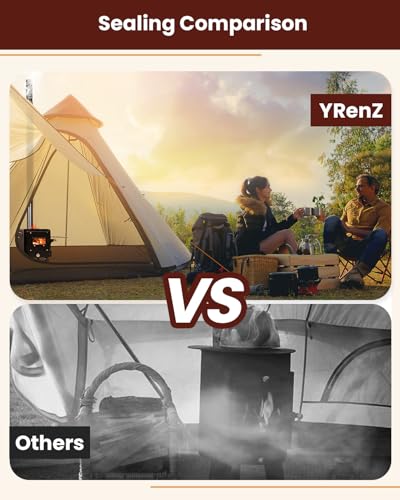 Wood Stove,YRenZ Hot Tent Stove with 7-Section Stainless Steel Chimney, HeatControl Stovepipe and Elbow Pipe, Wood Burning...