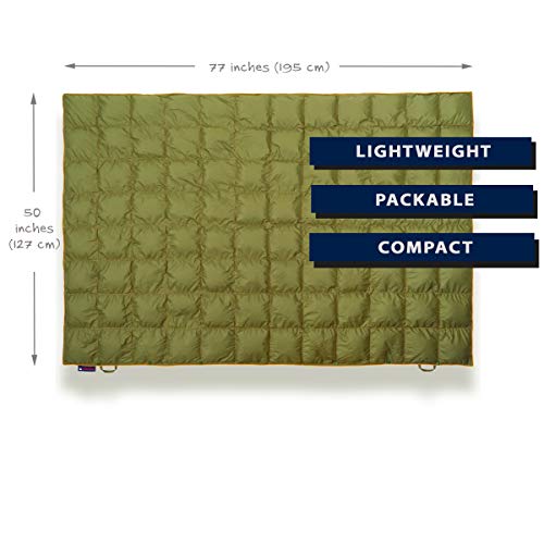 Get Out Gear Down Camping Blanket - Puffy, Packable, Lightweight and Warm | Ideal for Outdoors, Travel, Stadium, Festival...