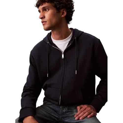 Calvin Klein mens Relaxed Fit Archive Logo Fleece Full Zip Hoodie