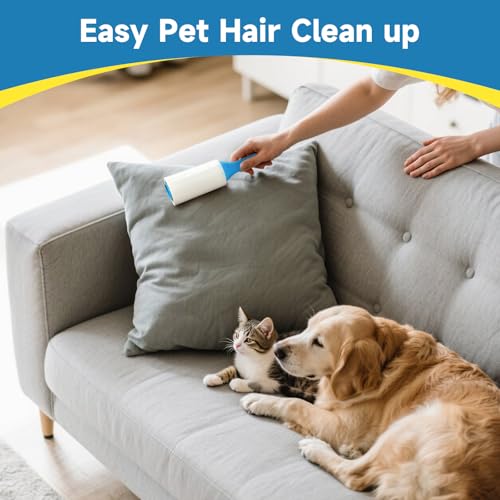 Swihauk 600 Sheets Extra Sticky Lint Rollers for Pet Hair, Easy Spiral Tear Lint Roller for Clothes with Ergonomic Handle,...