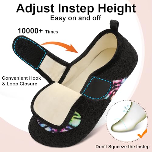 BARERUN Women Slippers Adjustable Wide Diabetic House Slippers for Women Soft-Lightweight House Shoes with Rubber Sole Ind...