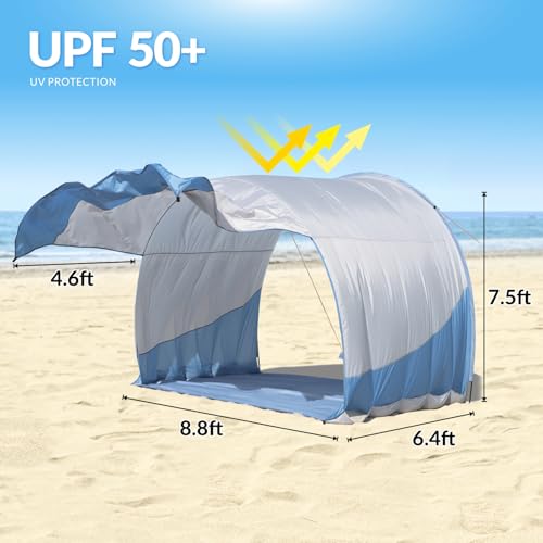 OUTELY Beach Shade, The Classic Wind-Supported Beach Canopy with UPF 50+ Protection, 7.5ft Tall, Portable & Easy Setup for...