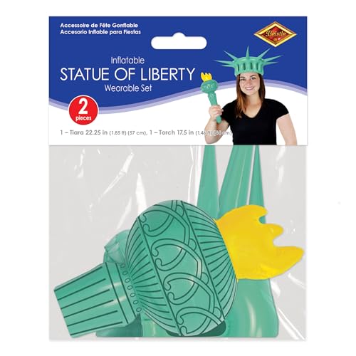 Beistle Inflatable Statue of Liberty Crown & Torch, Patriotic Party Accessories, 4th July Outfit for Parades Events, Crow...