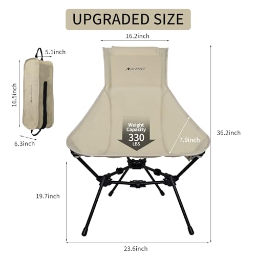 AYAMAYA Camping Chairs - Ultralight Folding High Back Camping Chair with Upgrade All Aluminum Widen Frame Structure