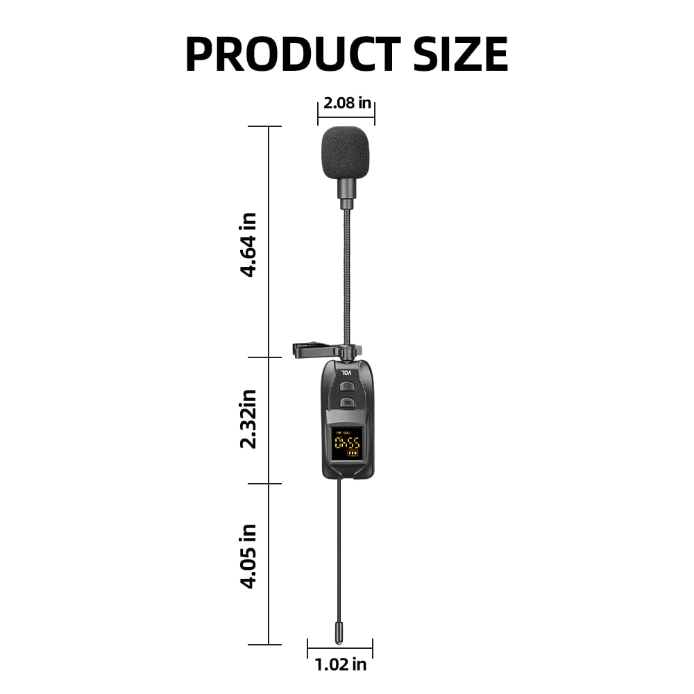 Ealsem Es-384 4-Ch Uhf Wireless Lapel Microphone System - 164Ft Range, Rechargeable Receiver, Plug-And-Play For Presentations -
