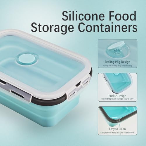 Ainmvnos 8 Collapsible Food Storage Containers, Silicone Collapsible Food Storage Containers, Collapsible Food Storage Sil...