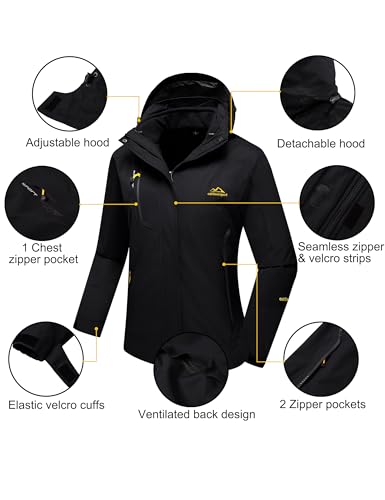 MAGCOMSEN Women's 3-in-1 Winter Coats Snow Ski Jacket Waterproof Windproof Fleece Lined Winter Jacket Parka
