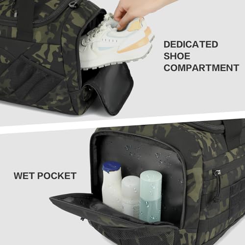 3-in-1 Tactical Gym & Travel Duffle Bag Backpack Men Multi-Functional 45L Military Sports Duffle Bag with Shoe Compartment...