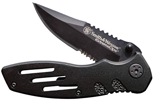 Smith & Wesson Accessories Extreme Ops SWA24S 7.1in S.S. Folding Knife with 3.1in Serrated Clip Point Blade and Aluminum H...