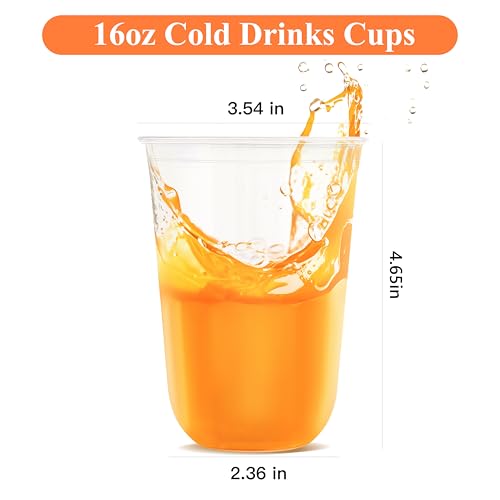 WELLIFE 16 oz Clear Plastic Cups, 50 Pcs Disposable Wine Glasses Stemless Cocktail Punch Cups for Cold Drinking Party Supp...