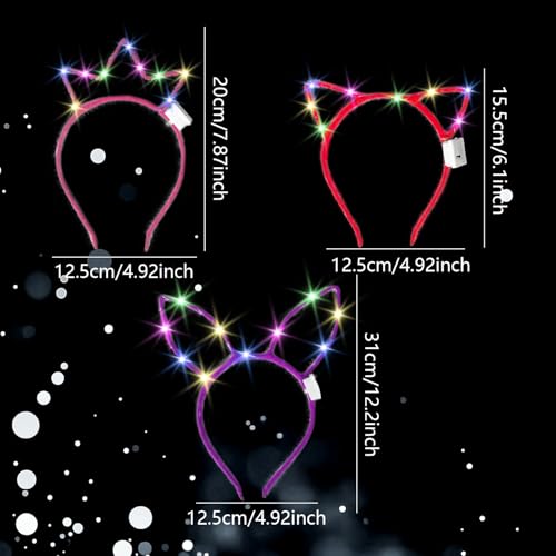M.best 24pcs LED Cat Ear Headbands, Light Up Cat Ear Crown Rabbit Headwear Accessories for Halloween Christmas Party Supplies