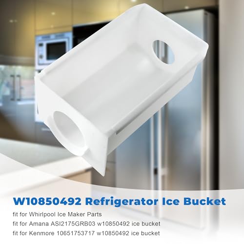 W10850492 Ice Maker Bin fit for Whirlpool W10670844 W11515913A Ice Bucket,AP5989704 Fridge Ice Bucket Replacement fit for ...