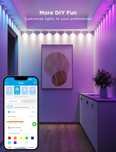 Govee RGBIC String Downlights, Smart LED String Lights Works with Alexa, Color Changing Indoor Wall Light Fixture for Part...