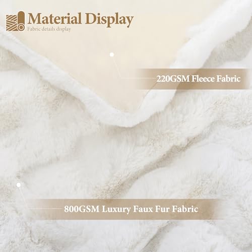 Touchat Luxury 1000GSM Faux Rabbit Fur Throw Blanket, Super Heavy Warm Cozy Blankets for Couch Bed Sofa, Bubble Plush Fuzz...