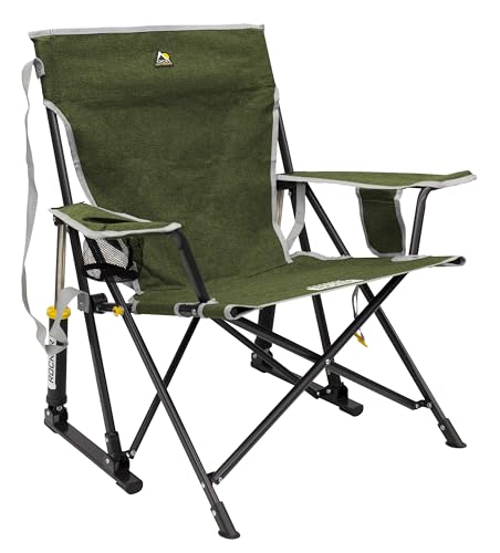 GCI Outdoor Kickback Rocker Camping Chair | Portable Folding Rocking Chair with Durable Armrests, Drink Holder & Relaxed L...