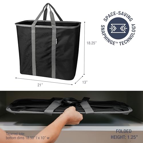 CleverMade Collapsible Laundry Basket - 64L Storage Organization Container 2Pack Midnight Black Shadow Gray - Portable Hea...