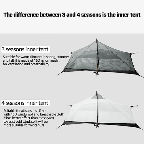 Telomat 3F UL Gear Lanshan1 Ultralight Tent 3/4 Season Portable Backpacking Tent for 1-Person 15D Silicon Coated Waterproo...