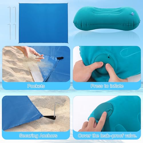 CQSYWQING Beach Blanket Waterproof Sandproof Beach Mat for 2-4 Adults Quick Drying Outdoor Picnic Mat Beach Accessories， C...