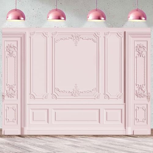 Ayayiya Light Pink Empty Room Wall Photography Backdrop Classic Interior Wedding Photo Background Girls Birthday Baby Show...