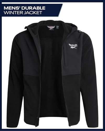 Reebok Mens Fleece Jacket - Lightweight Polar Fleece Zip Up Winter Jackets for Men - Gym Workout Running Outdoor Mens Jacket