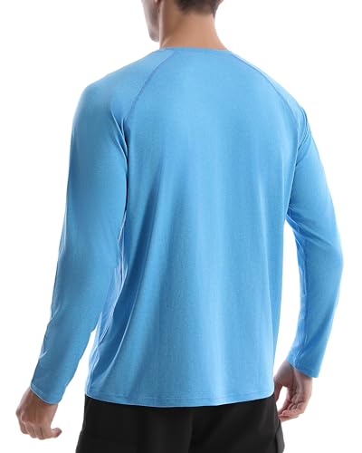 EoBeKee Men's UPF 50+ Rash Guard Long Sleeve, Lightweight UV Sun Protection SPF Water Shirts for Swim Fishing Hiking Beach