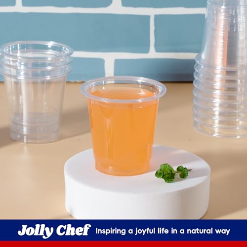 JOLLY CHEF 300 Pack Clear Plastic Cups, 9 oz Crystal Clear PET Party Cups, Classic Clear Disposable Wine Cups for Wedding,...