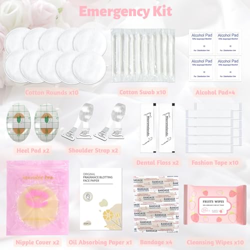 Women's Wedding Emergency Kit for Bride Wedding Survival Set with Makeup Bag, 42 Pc Wedding Daily Travel Essential Items
