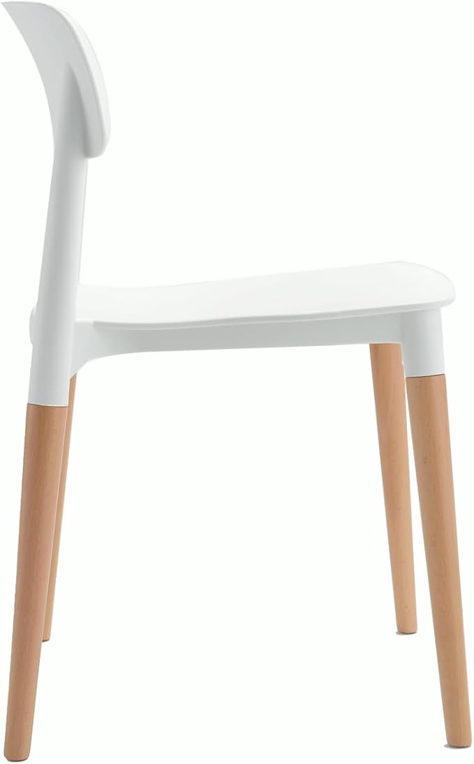 COZYBLOCK Bel Dining Bistro Cafe Style Modern Minimalist Side Chair Set of 2 (White)