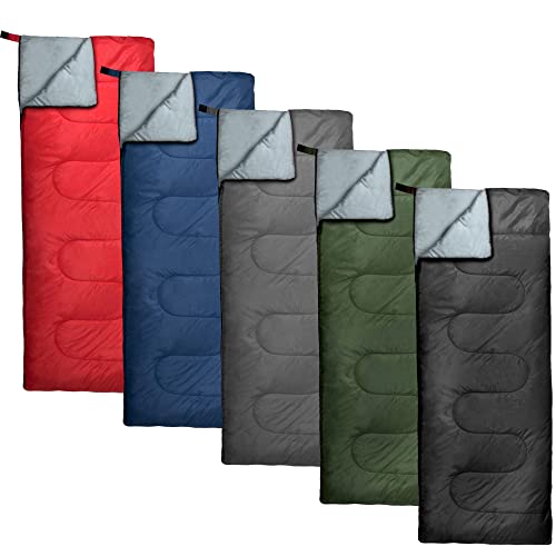 Bulk 10 Pack Envelope Sleeping Bags, 4 Seasons Warm or Cold Lightweight Indoor Outdoor Sleeping Bags for Adults, Backpacki...