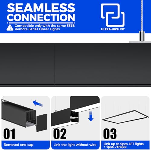 Barrina 9FT x 5FT 5568 Remote Series LED Linear Light Rectangular Set, 2nd-Generation, 306W, 30600LM, Seamless Connection,...