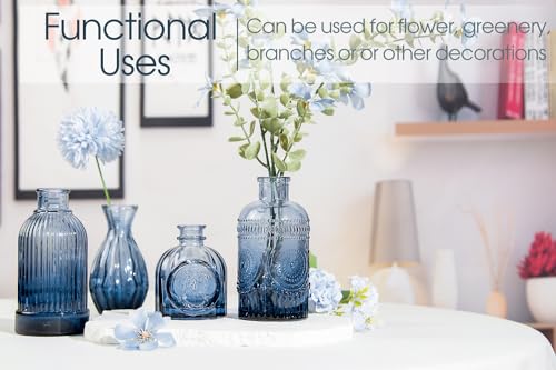 TBWIND 12Pcs Blue Glass Bud Vases Set, Small Vases for Flowers, Perfect for Centerpieces at Parties, Baby Showers, Wedding...