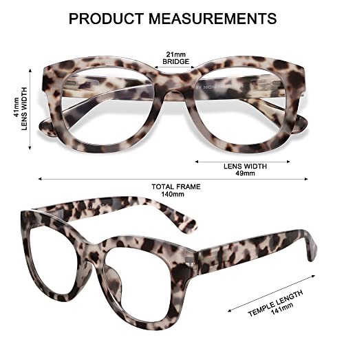 AMOMOMA Retro Oversized Reading Glasses for Women Blue Light Blocking Computer Readers Spring hinge AM6003