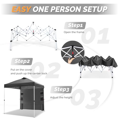 VINGLI 10x10 Pop Up Canopy Tent with Sidewall and Sandbags, Outdoor Pop Up Gazebo Tent for Parties One Person Set Up for C...
