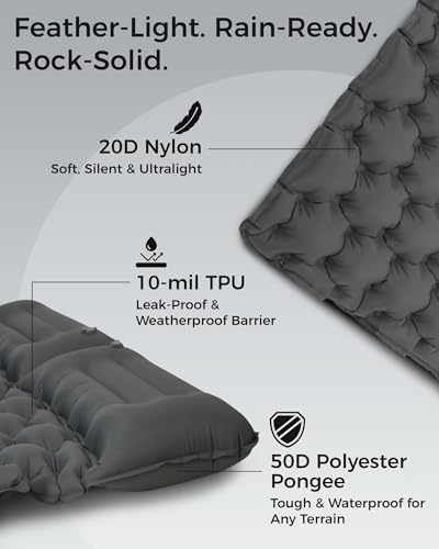 KingCamp Sleeping Pad for Camping, Ultralight Connectable Inflatable Sleeping Pad Camping Mattress with 6.3" Built-in Pill...