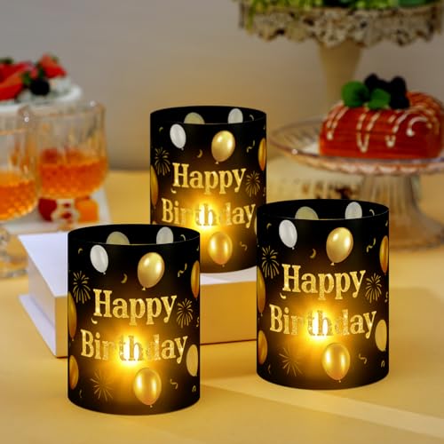 Kittmip 10 Pcs Happy Birthday Centerpieces for Tables Birthday Lantern Boxes with Tea Lights Candles Centerpieces for Tabl...