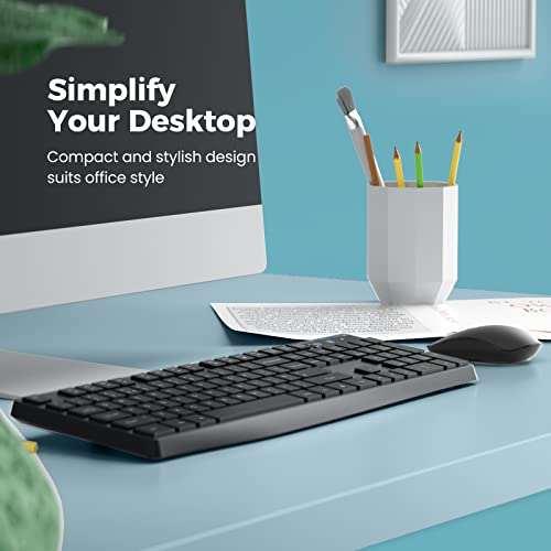 Wireless Keyboard and Mouse Combo, Lovaky 2.4G Full-Sized Ergonomic Keyboard Mouse, 3 DPI Adjustable Cordless USB Keyboard...