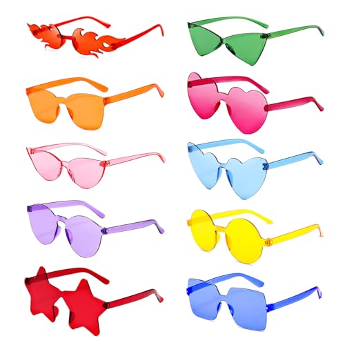 Geopty 10/20/40 Pack Fun Colorful Rimless Party Sunglasses Bulk Retro Funny Glasses Set for Bachelor Party Favors