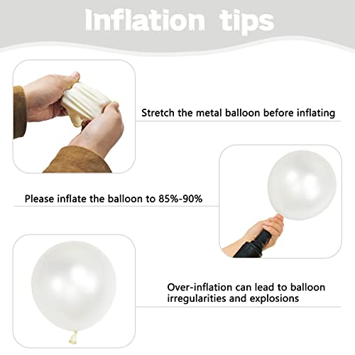 Pearl White Balloons Different Sizes 5 10 12 18 Inch, 134 Pcs White Balloon Garland Arch Kit, Royal White Latex Balloons f...