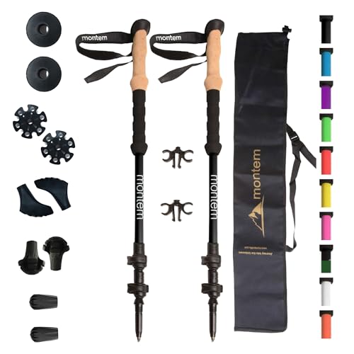 Montem Ultra Strong Trekking, Walking, and Hiking Poles - One Pair (2 Poles) - Collapsible, Lightweight, Quick Locking, We...