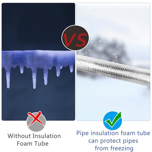 10 Pcs Pipe Insulation Foam Tube Self Adhesive Insulation Foam Wrap Aluminum Foil Pipe Covers for Spigot, Winter Outside P...