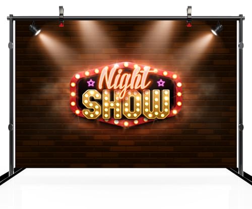 CHNYWORK 5x3ft Night Show Backdrop Red Brick Wall Spotlights Red Night Lights Dancing Music Party Background Talk Show The...