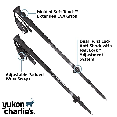 Yukon Charlie's Sherpa Trekking Poles, Twist Lock Adjustment System, Hiking Poles and Snow Baskets, Multiple Styles & Sizes