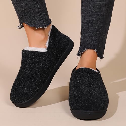 Women's Memory Foam House Slippers Ladies Warm Closed Back House Shoes with Non-Slip Outdoor Rubber Sole