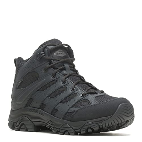 Merrell mens Moab 3 Tactical Mid Waterproof Boots, Coated Leather & Mesh Upper Combat Hiking Work Shoes