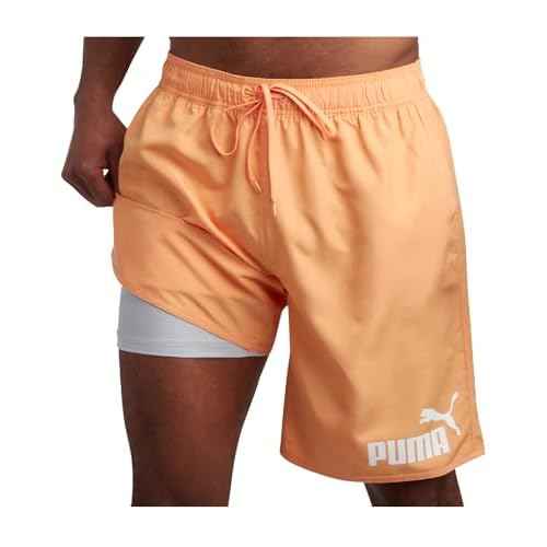 PUMA Men's Bathing Suit - Quick Dry Swimsuit Trunks with Mesh Compression Liner - 8" Inseam Swimwear (S-XL)