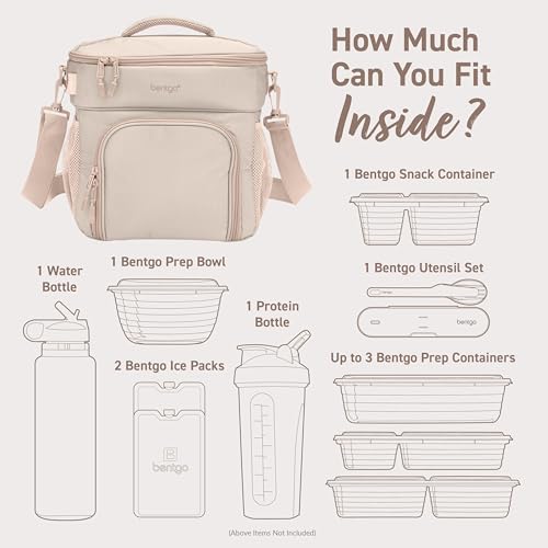 Bentgo Prep Deluxe Insulated Multimeal Bag - Lunch Box Bag, Holds 5 Meals, Premium Insulation up to 8 Hrs, Durable, Water-...