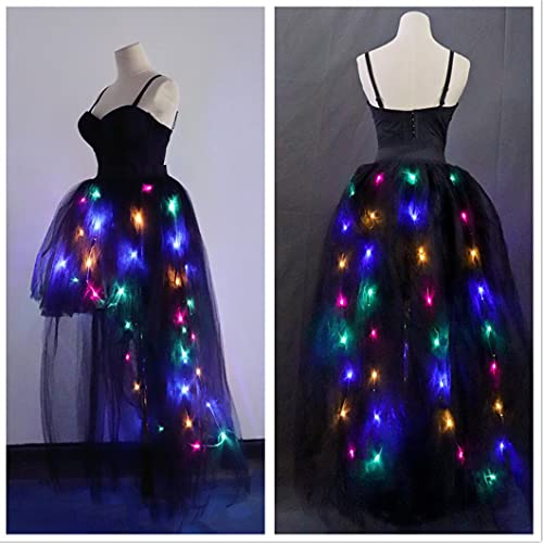 Women Tulle Tutu Skirts Adult A Line Rave Outfit Skirt LED Light Up Costumes Halloween¡­