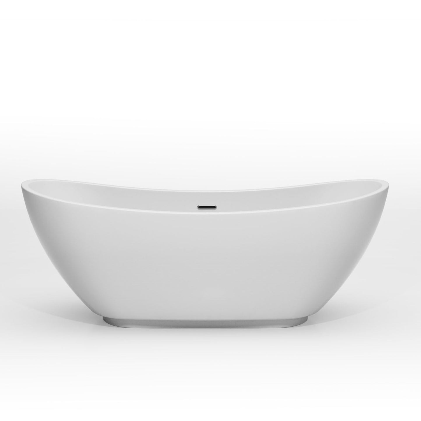 Empava 69" Freestanding Tub, Acrylic Contemporary Soaking White Tub with Drain and Overflow